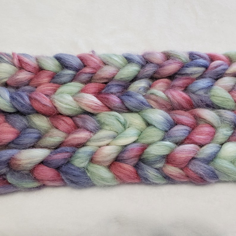roving spinning Hand Dyed White Alpaca and Bleached Tussah Silk Top fiber 5050-100 grams3.5 ounces