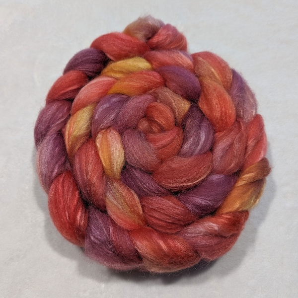 Hand Dyed BFL Natural White and Tussah Silk 75/25 - 4 Ounces - felting fiber - spinning fiber - Roving - Top