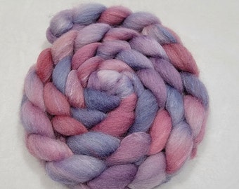 Hand Dyed BFL Natural White and Tussah Silk 75/25 - 4 Ounces - roving - top - felting fiber - spinning fiber