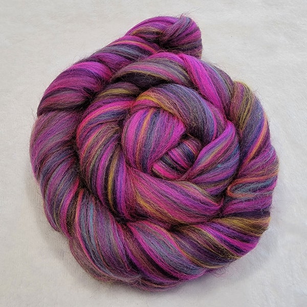 Multi-Colored Merino Combed Top - 100 grams - Miami Nights - Wool Spinning Roving Fiber