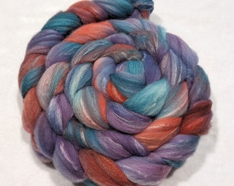 Hand Dyed Targhee/Bamboo/Silk  Top- 80/10/10 - 4 ounces -spinning fiber - felting fiber - roving