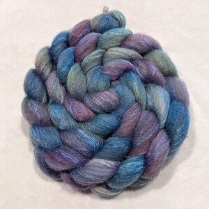 Mixed Blue Face Leicester (BFL)/Tussah Top - 85/15 - 4 Ounces - Hand Dyed - Roving - Spinning and Felting Fiber