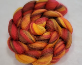 Multi-Colored Merino Combed Top - 100 grams - Blaze - Wool Spinning Roving Fiber