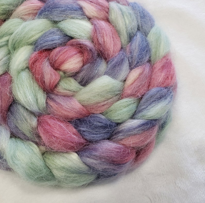 roving spinning Hand Dyed White Alpaca and Bleached Tussah Silk Top fiber 5050-100 grams3.5 ounces