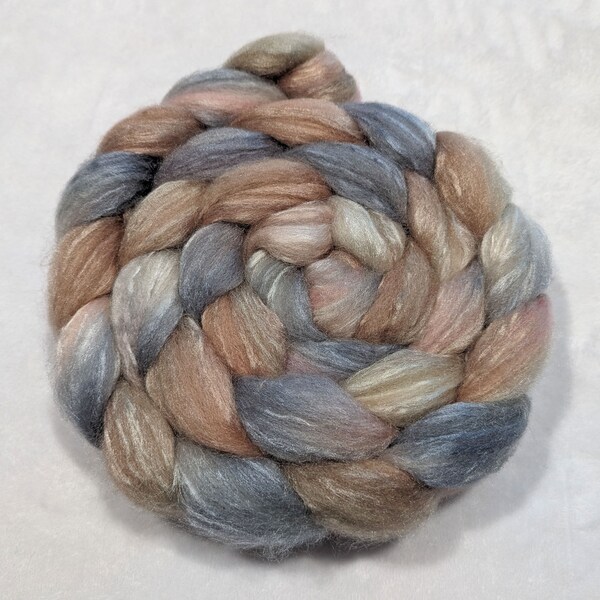 Hand Dyed BFL Natural White and Tussah Silk 75/25 - 4 Ounces - Roving - Top - felting fiber - spinning fiber