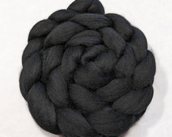 Dyed Merino Solid Black - 4 Ounces - top - roving - felting fiber - spinning fiber