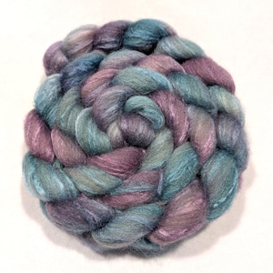 Mixed Blue Face Leicester (BFL)/Tussah Top - 85/15 - 4 Ounces - Hand Dyed - Roving - Spinning and Felting Fiber