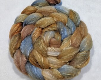 Hand Dyed BFL Natural White and Tussah Silk 75/25 - 4 Ounces - Roving - Top - felting fiber - spinning fiber