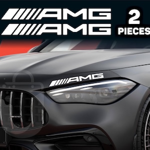 2x AMG Racing Decals – 28cm Performance Vinyl Stickers for Mercedes Body Panels | Badge, Logo, Emblem, Stripes