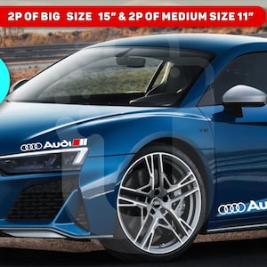 4x Audi Decal Stickers 11-inch and 15-inch Stickers For Car Skirt, Door Bottom, Hood & Side Panel – Available in 4 Color Options.