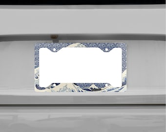 Big Wave Japanese Design Metal License Plate Frame | Hokusai Wave