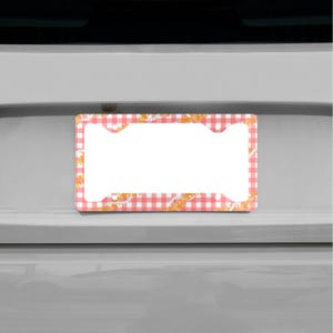Puakenikeni Flower Red Palaka Pattern Metal License Plate Frame