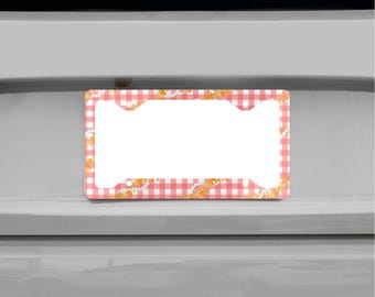 Puakenikeni Blumen Rot Palaka Muster Metal Nummernschildrahmen