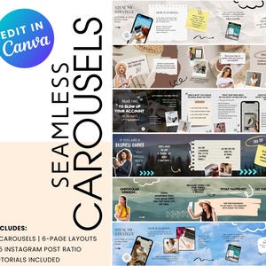 Nahtlose Karussell-Vorlagen - Social-Media-Post-Vorlagen Bundle Canva-Vorlage für Ersteller von kleinen Unternehmen Instagram-Vorlagen