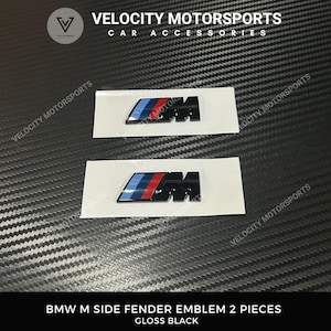 Gloss Black BMW M Performance Side Fender Emblem Badge Replacement 2 Pieces 45mm 55mm