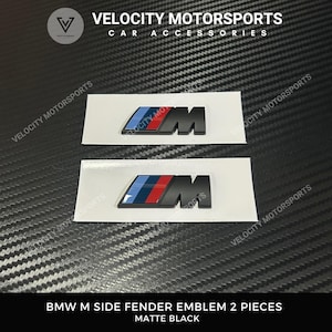 Matte Black BMW M Performance Side Fender Emblem Badge Replacement 2 Pieces 45mm 55mm