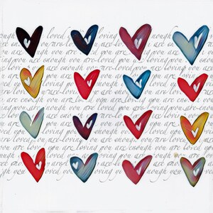 Heart Print Mounted on Cradled Wood Panel; 6&quot;x6&quot;x1.5&quot;