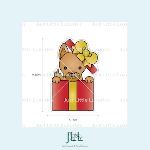 Christmas Dingo in Gift Cookie Cutter and Fondant Stamp