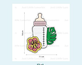 Tropical Baby Bottle Cookie Cutter and Fondant Stamp