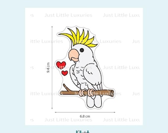 Cockatoo with Hearts Cookie Cutter and Fondant Stamp