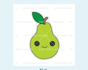Kawaii Pear Cookie Cutter and Fondant Stamp