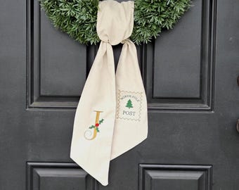 Ceinture couronne de Noël - Noeud monogramme des fêtes personnalisé