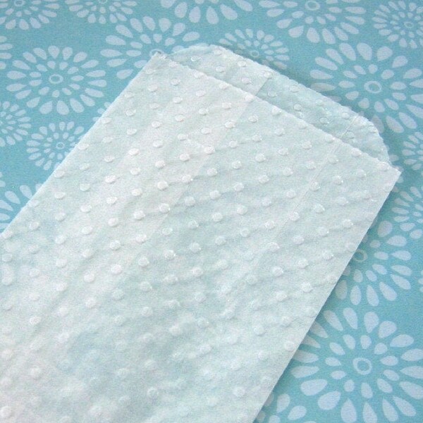 20 Polka Dot Embossed Glassine Bags 3.25 x 4.75 inches