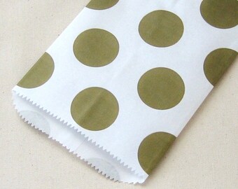 50 4x6 Antique Gold Dot Gift Bags, Small Flat Paper Bags - 4 3/4 x 6 3/4 inch actual size