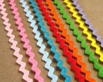 9 yards Mini Ric Rac Ribbon 1/8 inch - One yard each of 9 colors