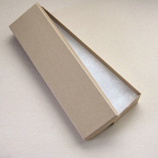 10 High Quality Kraft Jewelry Boxes Bracelet Box Cotton Filled 8 x 2 x 7/8 inches