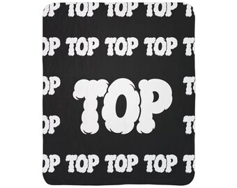 Top Bubble Letter Design Fleece Sherpa Blanket | Black White Typography