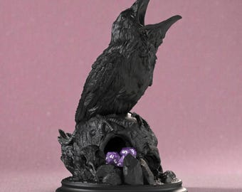 Gothic Raven Skull Dice Tower, Black Bird Dice Roller for DND, Dark Crow Fantasy Dice Tower, Dungeon Master Gift, Tabletop RPG Accessory