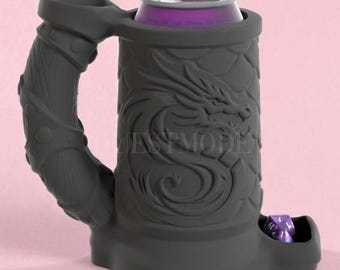 Dragon Crest Dice Tower & Drink Holder – DND Accessory, 12oz Dice Roller Mug, Fantasy RPG Gift, Dungeons and Dragons Decor, Pathfinder