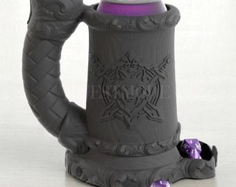 Wolf Clan Dice Tower & Drink Holder – Viking DND Accessory, Nordic Dice Roller Mug, Fantasy RPG Gift, Dungeons and Dragons Tabletop Decor