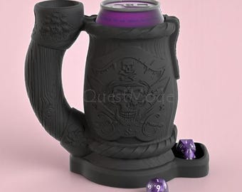 Pirate Skull Dice Tower & Drink Holder – DND Accessory for Tabletop RPG, Fantasy Dice Roller Gift, Skull Mug Decor, Warhammer, Pathfinder