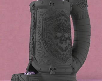 Vampire Skull Dice Tower Mug, DND Dice Tower Mug, Dice Roller Mug, Skull Dice Tower, Gothic Dice Mug, Dungeon Master Gift