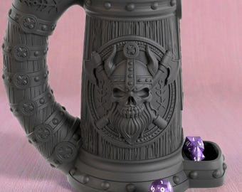 Berserker King Dice Tower Mug, Viking Dice Tower Tankard, DND Dice Roller Mug, Norse RPG Dice Holder, Dungeon Master Gift