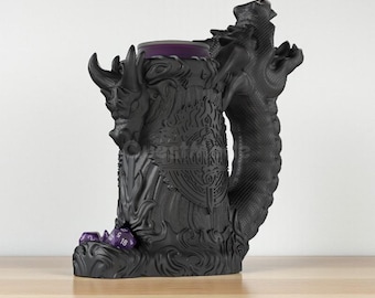 Dragon Slayer Dice Tower & Drink Holder – Dragon DND Accessory for RPGs, Fantasy Dice Roller Mug, Dungeons and Dragons Gift, Tabletop Decor