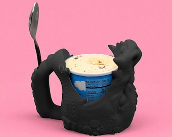 Dragon Ice Cream Pint Cozy – Fantasy Kitchen Gift, Gothic Dessert Holder for 16 oz Pints, DND Decor, Medieval Dragon Foodie Accessory