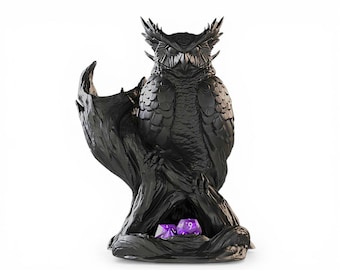 Shadow Owl Dice Tower – Gothic Dice Roller Tower for DND, Tabletop RPG Accessories, Fantasy Desk Decor, Dungeon Master Gift, RPG Dice Holder