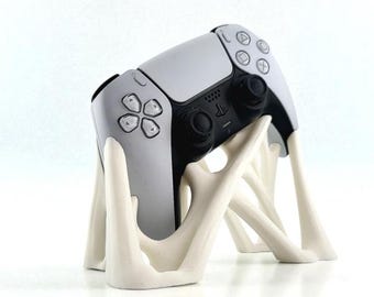 Spider Web PS5 Controller Holder – White Gamepad Stand, Modern Gaming Decor, Gamer Joypad Display, Desk Organizer, Gift