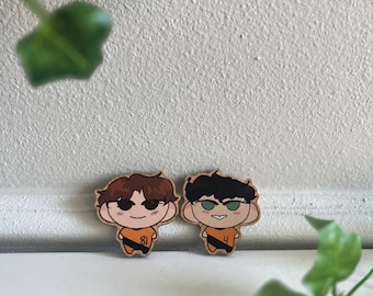 Wooden Formula One Chibi Pins | Lando Norris & Oscar Piastri