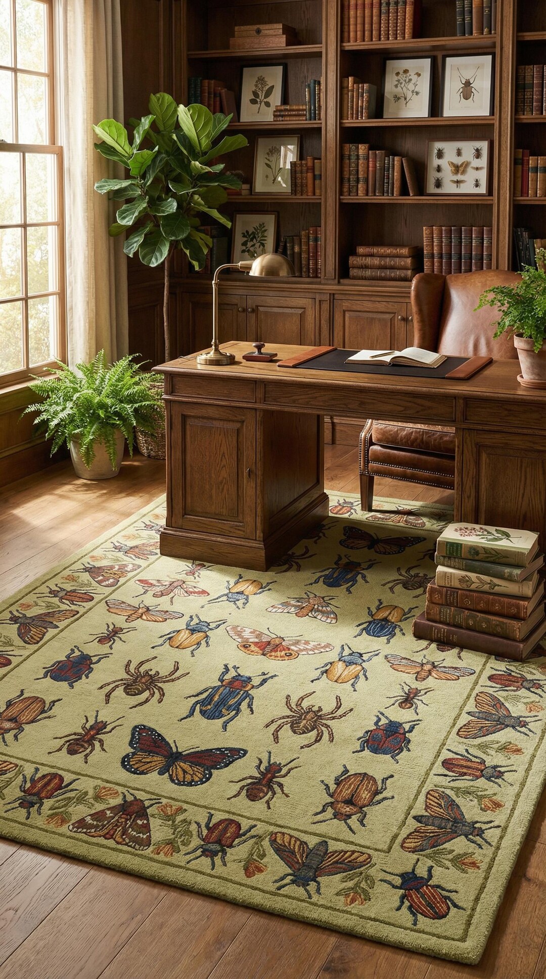 Biology Rug Design Hand Tufted Biology Illustration Rug - Vintage Bug & Butterfly Pattern ...