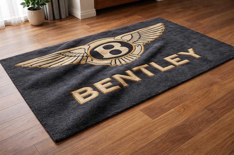 Rectangular Rug Emblem Hand-tufted Wool Rug – Bentley Logo, Luxury Automotive Design Available ...