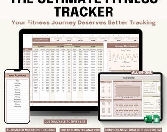 Customizable Fitness Tracker Spreadsheet: Google Sheets & Excel (Digital Download)