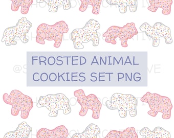 Frosted Animal Cookies Set PNG