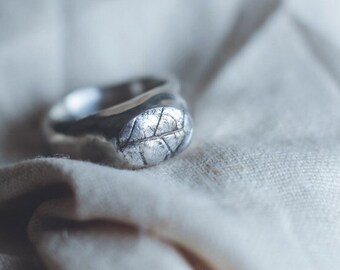 Leaf Signet Ring For Women, Silver Rings For Women Chunky - Made To Order Ring