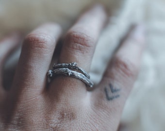 小枝リングセット、女性用小枝リング、枝リング結婚指輪 - 自然愛好家への贈り物