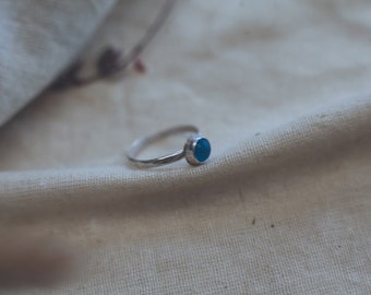 Personalised Sea Glass Ring Uk, Gemstone Stacking Ring - Recycled Silver Rings for Women