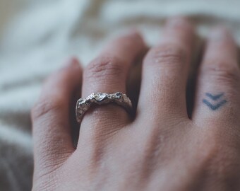 Stacking Ring Set, Molten Silver Ring, Recycled Silver Ring - Gift For Women Birthday